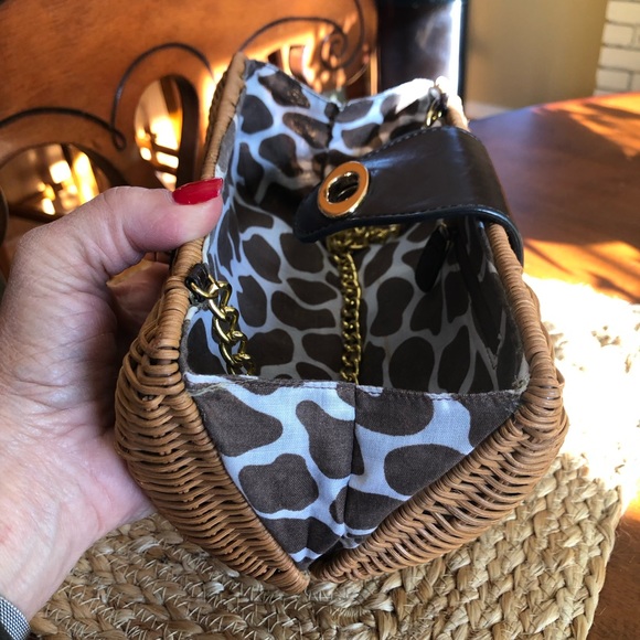 Brown Leather and Straw Clutch/Handbag - Picture 8 of 12